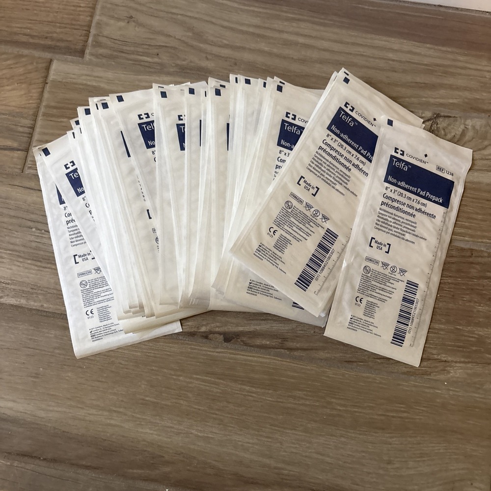KENDALL TELFA NON-ADHERENT Dressing Gauze Pads Sterile 3"x8" 43 1238 Non-Stick